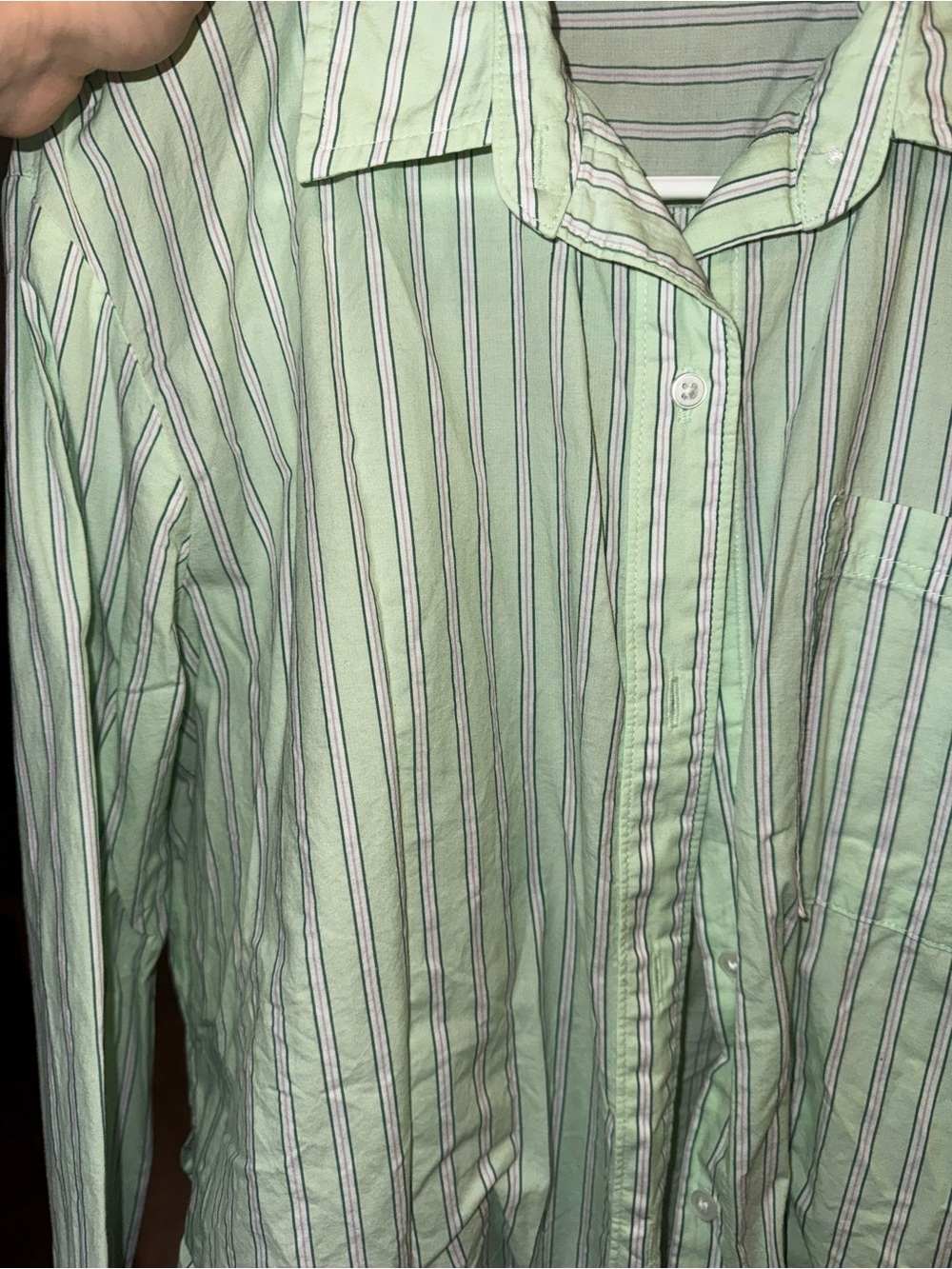 Old Navy Light Green Striped Button-Down Shirt